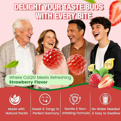 NATURE TARGET CoQ10 Gummies 200mg – High Absorption Coenzyme Q10 Supplements for Heart, Energy & Antioxidant with PQQ，Zinc & Ashwagandha, Strawberry Flavor, 90 Count