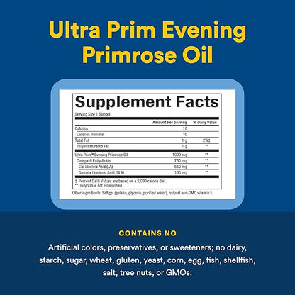 Omega Factors by Natural Factors, Ultra Prim Evening Primrose Oil, Promotes Women's and Immune Health with Omega-6 GLA, 240 softgels (240 servings)