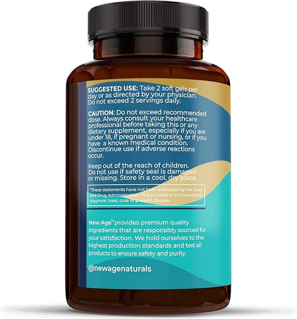 NEW AGE Omega 3 Fish Oil Supplement - Non GMO - EPA, DHA Fatty Acids Gluten Free (270 Softgels (Pack of 3))