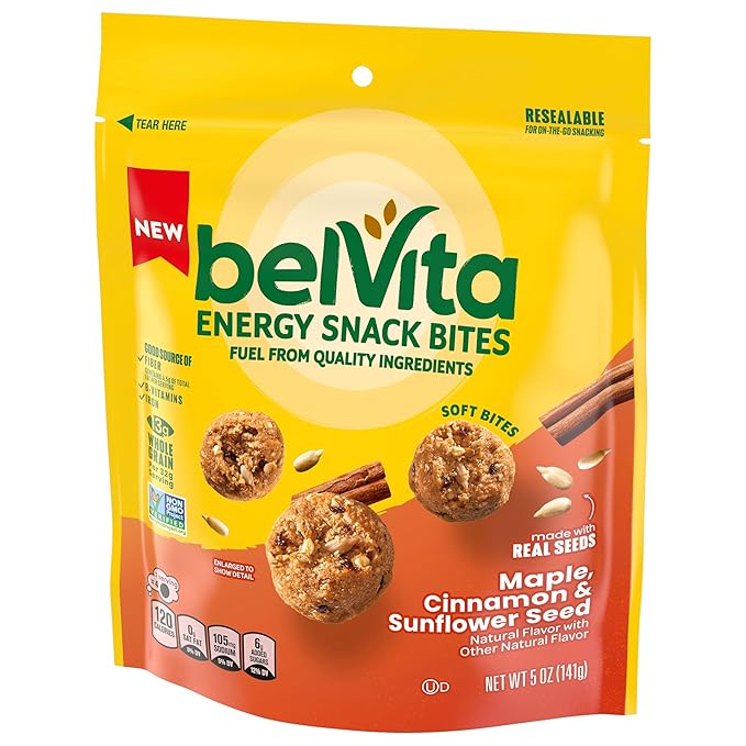 belVita Energy Snack Bites, Maple, Cinnamon and Sunflower Seed, 6-5 oz Bags