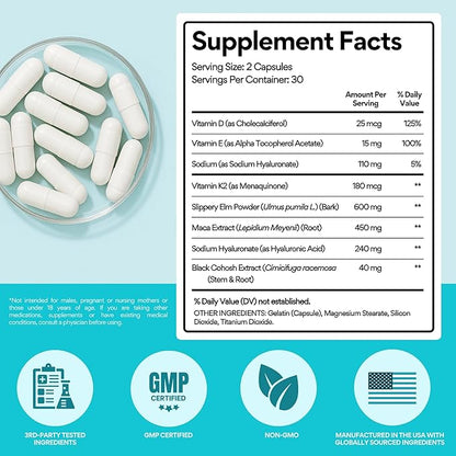 VoomVaya Slippery – Vaginal Dryness Relief for Women Over 40 – Vaginal Moisturizer with Slippery Elm for Women to Support Vaginal Moisture – 60 Capsules