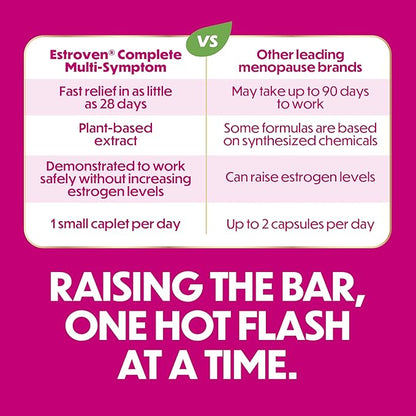 Estroven Complete Multi-Symptom Menopause Supplement for Women, 28 Ct., Clinically Proven Ingredient Provide Menopause Relief & Night Sweats & Hot Flash Relief* Drug-Free & Non-GMO