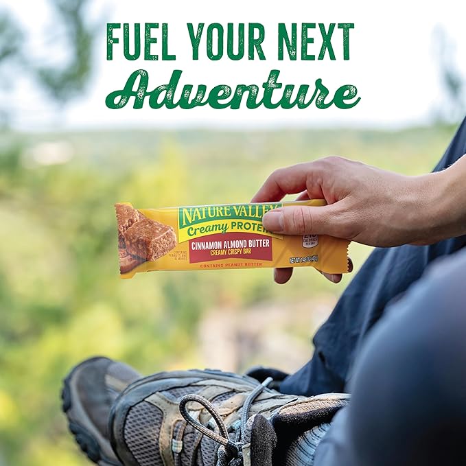 Nature Valley Creamy Protein Bars, Cinnamon Almond Butter, 10g Protein Snacks, 5 Bars, 7.45 oz