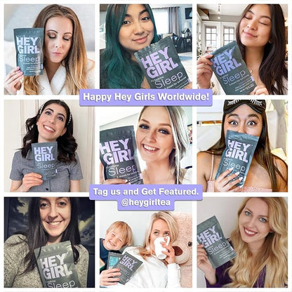 Hey Girl Sleep Tea - Natural Herbal Bedtime Tea Bags with Chamomile, Passion Flower, Valerian Root, Lemon Balm - Calming, Relaxing Adults Sleepy Night Time Tea - Relaxation Gifts for Women 2-packs