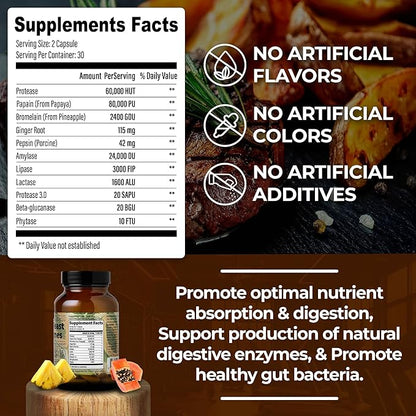 Santa Cruz Paleo, Pre-Feast Digestive Enzymes Supplement, Multi Enzyme for Women and Men, Fiber Supplement for Gut Health & Digestive Health, Gluten Free, Keto, Paleo, Sugar Free, 60 Capsules