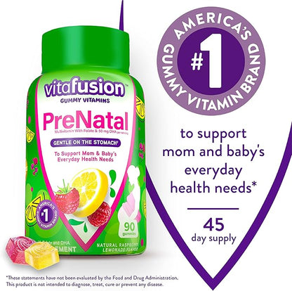 Vitafusion PreNatal Gummy Vitamins 90 Count, Extra Strength Vitamin D3 Gummy 120 Count - Pregnancy Vitamins for Women and Bone Immune Support