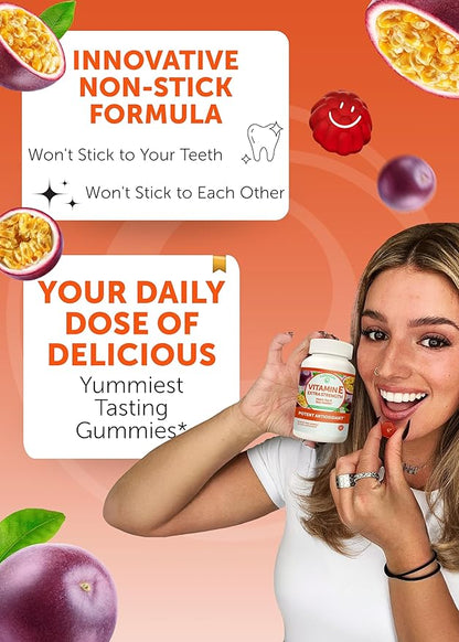 Lunakai Vitamin E Gummies with Vitamin C - Tastiest Proprietary Formula - 250mg (400IU) VIT E - Antioxidant, Skin & Eye Health Support, Non-GMO, Vegan Supplement - 6 Pack