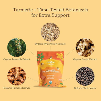 Premium 5-in-1 1100mg Turmeric Curcumin with Black Pepper for Maximized Bioavailability, Plus Boswellia & White Willow. USDA Organic Joint Support, Made in the USA and 3rd Party Tested. 180 Ct.