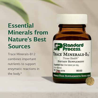 Standard Process Trace Minerals-B12 - Thyroid & Cell Functioning Support with Iodine, Zinc & Copper - Cartilage & Bone Health Aid - Non-Dairy & Non-Soy - 90 Tablets (90 Servings)