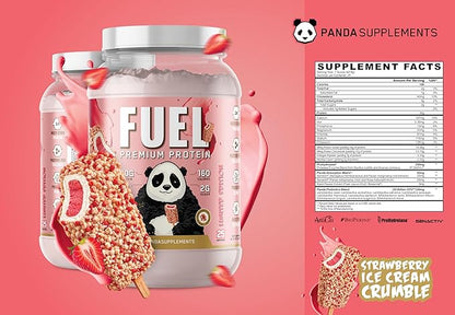 Underground Bio Labs Panda Fuel Premium Protein Whey,Hydrolyzed Collagen,Casein,Probiotics, Enzymes, Keto Friendly,Time Release, 25 Servings (2.5 Pound, Strawberry Ice Cream Crumble)