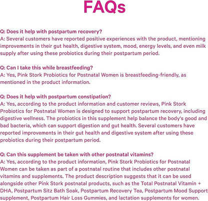 Pink Stork Probiotics for Postnatal Women - 30 Billion CFUS with Ashwagandha and Chamomile, Postpartum Essentials for Hormone Balance, Mood Support, Gut Health, Digestive Wellness, 30 Capsules