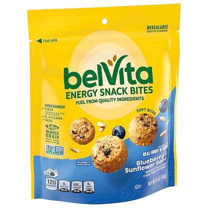 belVita Energy Snack Bites, Blueberry and Sunflower Seed, 5 oz (Pack of 2)