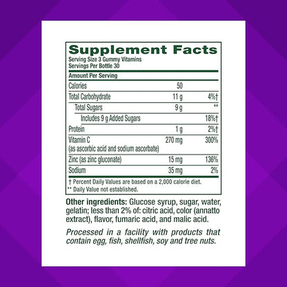 Vitafusion Power Zinc Gummy Vitamins, Strawberry Tangerine Flavored Immune Support (1), 90 Count
