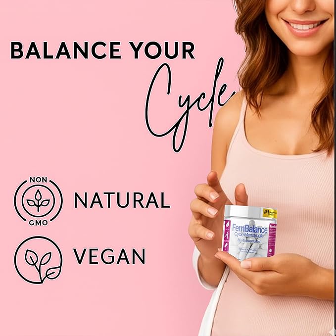 FemBalance® – Women’s Hormone Balance Supplement for PMS Support & Menstrual Cramp Relief - Ashwagandha, Magnesium & Chamomile for Hormonal Balance, Mood & Energy – 90 Vegan Capsules