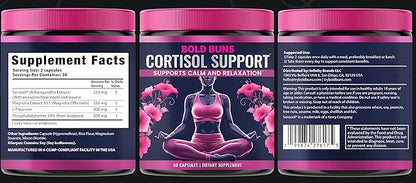 Cortisol Support for Women - Stress & Mood Balance Supplement with Sensoril® Ashwagandha, Magnolia Bark, L-Theanine & Phosphatidylserine - Supports Calm, Focus & Sleep Quality (60 Vegan Capsules)