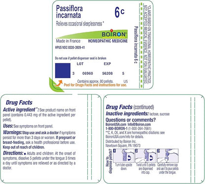 Boiron Passiflora incarnata 6C for Occasional Sleeplessness - 80 Pellets