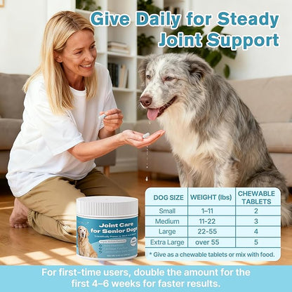 Hip & Joint Senior Dog Supplement–Advanced Glucosamine Chondroitin for Dogs with MSM, Green Lipped Mussel,and Omega-3 – Supports Mobility and Reduces Joint Pain for Senior Dogs(120ct Chewable Tablets)