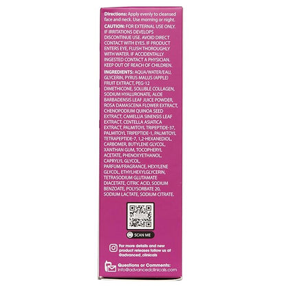 Advanced Clinicals Multi Peptides Serum For Face | Visible Anti Aging Hydrating Collagen Peptide Facial Serum With Vitamin E Helps Improve Look Of Wrinkles, Puffiness, & Uneven Skin Tone, 1.75 Fl Oz