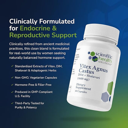 Vitex + DIM + Shatavari Hormone Balance Supplement – PMS, Menopause & Cycle Support for Women – Adaptogenic Complex with Maca, Ashwagandha, Dandelion – Vegan – 60 Capsules