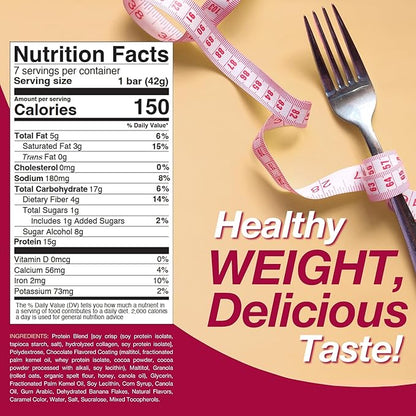 ProtiDIET Banana Bread Protein Bar - Low Sugar High Protein Snacks for Adults - Perfect On the Go Meal Replacement Bars for Active Individuals- 7 Bars Per Box