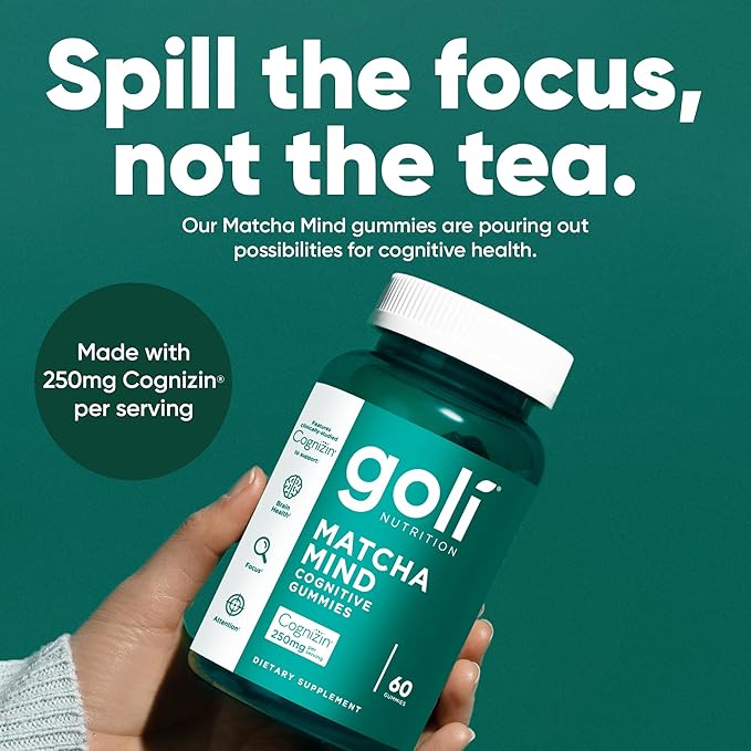 Goli Matcha Mind Gummies - 5 Pack - Green Tea Leaves Powder with Cognizin for Focus, Attention and Brain Health, Vegan, Non-GMO, Gluten-Free & Gelatin Free - 300 Count