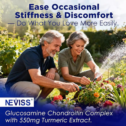 Sugar Free Glucosamine Chondroitin MSM Gummies - Max Strength Mobility Supplement for Women & Men w/ Glucosamine Sulfate 2000mg, Boswellia, Curcumin & Hyaluronic Acid - Flexibility Support - 60Cts