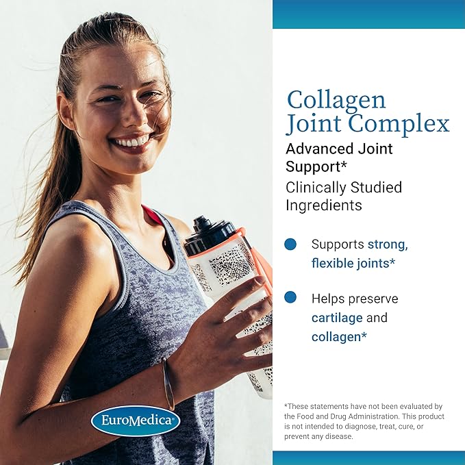 EuroMedica Collagen Joint Complex - Collagen Supplement for Joint Health Support - Dietary Supplement with Boswellia Extract & Type II Collagen - Lower Back & Knee Support Supplement - 60 Capsules