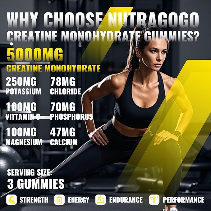 NSF Certified Creatine Gummy - Creatine Monohydrate Gummies for Men & Women-5g of Creatine Monohydrate per Serving - Sugar Free,Vegan, Pineapple Electrolyte Chews, 135 Count