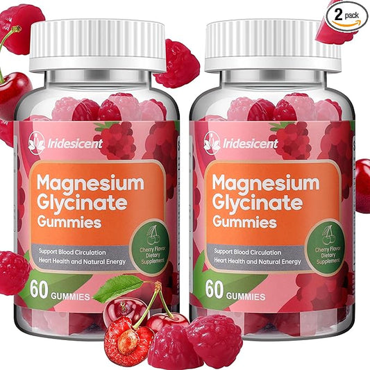 Magnesium Glycinate Gummies, Sugar Free Magnesium Supplement w/Ashwagandha, Zinc, Vegan Magnesium Glycinate Supplement for Adults - 120 Cherry Gummies
