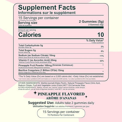 Premium Feminine Balance Gummies for Women - Pineapple Gummies for Women PH Balance Vaginal Probiotics for Women's Health & Wellness, Vegan, Gluten-Free, Immune Support, 30 Counts