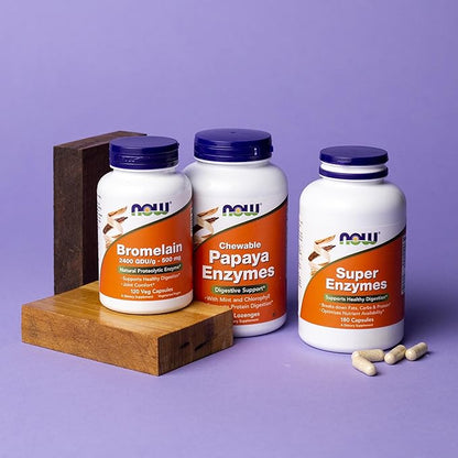 NOW Foods Supplements,Papaya Enzyme with Mint and Chlorophyll,Digestive Support*,360 Chewable Lozenges,(Pack of 2)