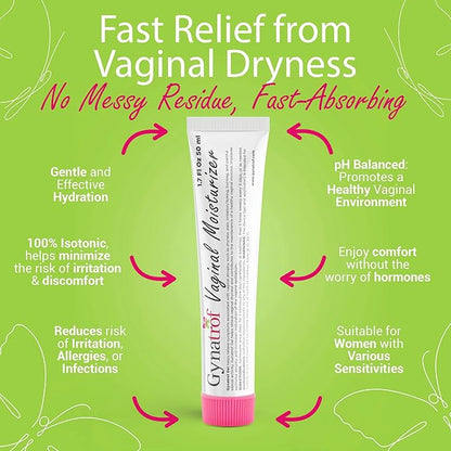Gynatrof Vaginal Moisturizer, Long-Lasting for Vaginal Dryness & Irritation, Hormone-Free Hyaluronic Acid & Vitamin E Feminine Care, Daily Hydration For Intimate Feminine Care, 1.7 fl oz