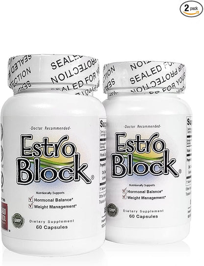 Estroblock - 2-Pack 120 Capsules Total - DIM & Indole 3-Carbinol for Natural Hormonal Hormone Balance, Acne - Anti Toxic Estrogen Aromatase Inhibitor Blocker. Vegan,Soy-Free, Dairy-Free, Non-GMO (2)