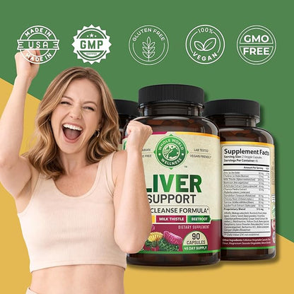 Advanced Liver Cleanse Detox & Repair Formula with Milk Thistle. Liver Detox & Support Supplement for Men & Women, USA Made. Liver Repair & Detox Support, 512mg