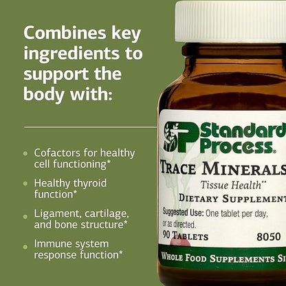 Standard Process Trace Minerals-B12 - Thyroid & Cell Functioning Support with Iodine, Zinc & Copper - Cartilage & Bone Health Aid - Non-Dairy & Non-Soy - 90 Tablets (90 Servings)