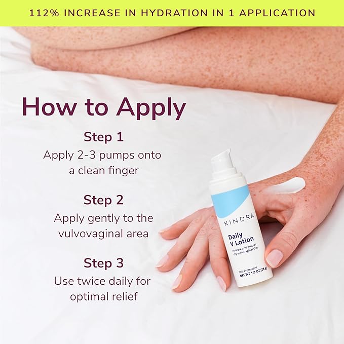 Kindra Daily V XL Vaginal Moisturizer Lotion - OBGYN Recommended for Dryness & Itch, with Hyaluronic Acid, Prevents Infection & Odor- Estrogen-Free Cream, pH-Balanced Feminine Care - 120 Applications