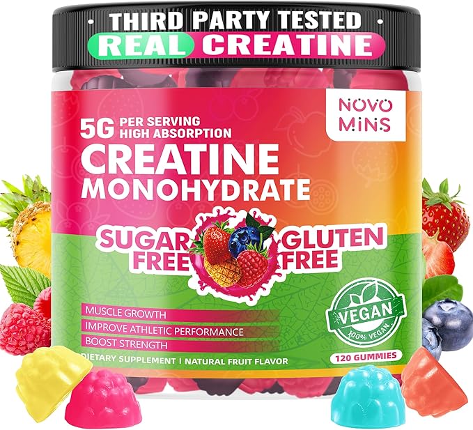 Creatine Monohydrate Gummies 5000mg for Men & Women, Chewables Creatine Monohydrate for Muscle Strength, Muscle Builder, Energy Boost, Pre-Workout Supplement(120 Count)