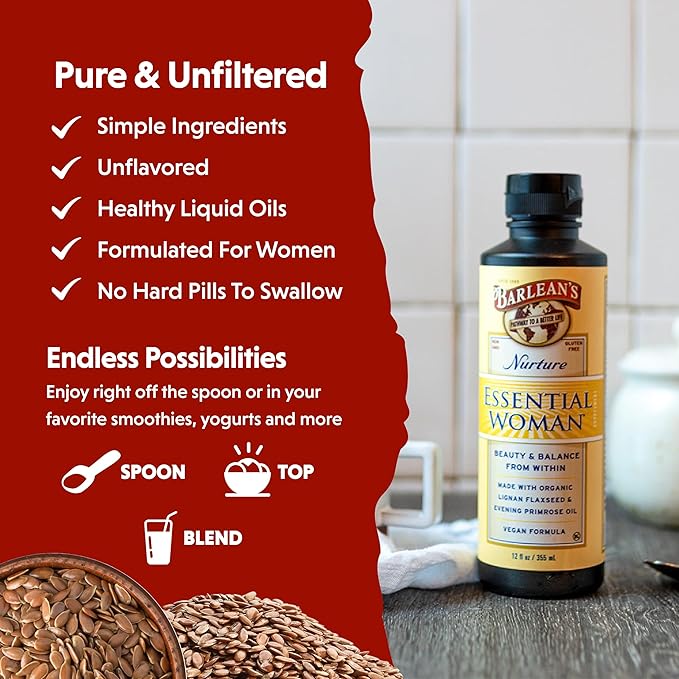 Barlean's Organic Oils, The Essential Woman, 12-Ounce Bottle