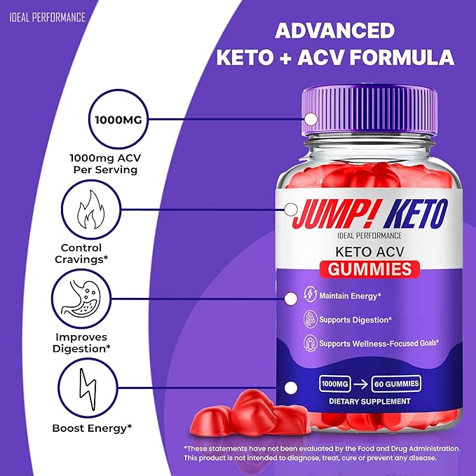 Jump Keto Gummies, Official Jump Keto ACV Supplement Gummies - Maximum Strength, Keto+ ACV Gummys, All Natural Support Formula Keto+ACV, Advanced JumpKeto Formula Reviews (1 Pack)