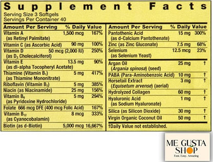 Extra Strength Hair, Skin & Nails Dietary Spring Valley Supplement, Biotin, Collagen, Gelatin 120 ct I + me Gusta Sticker