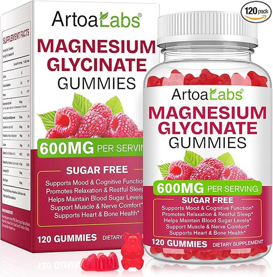 Magnesium Glycinate Gummies with L-Threonate,120pcs Sugar Free Magnesium Complex Gummies for Sleep, Body Support and Relaxation,Non-GMO, Gluten-Free