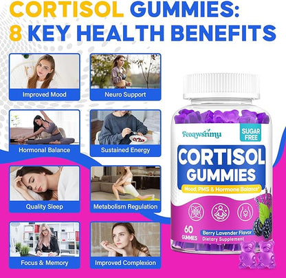 Cortisol Supplement for Women, Cortisol Reducer with Ashwagandha, Myo-Inositol, GABA & Saffron, Stress Relief, Calm, Sleep Support, Hormone Balance & PMS Support, Sugar Free Vegan Gummies, 360 Count