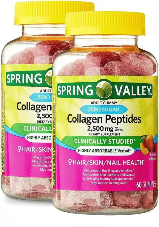 Collagen Women Zero Sugar 60 Gummies - Collagen Peptides 2500mg, Protein Gummies for Women, Collagen Gummies for Skin and Hair (Pack of 2)