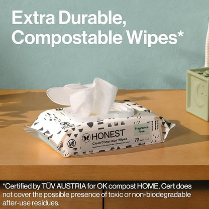 The Honest Company Baby Wipes for Sensitive Skin, Hypoallergenic, Fragrance-Free, Multi-Use, Pattern Play Design, 720 Count (8 Packs of 90)