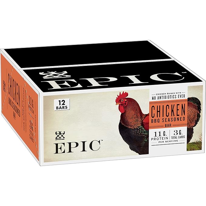 EPIC BBQ Chicken Protein Bar, Keto Consumer Friendly, 12 ct, 1.3oz bars