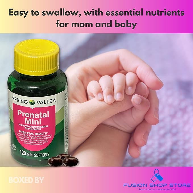 Prenatal Vitamins for Women- 120 Mini Softgels Multivitamin/Multimineral (Pack of 1), Boxed by Fusion Shop Store