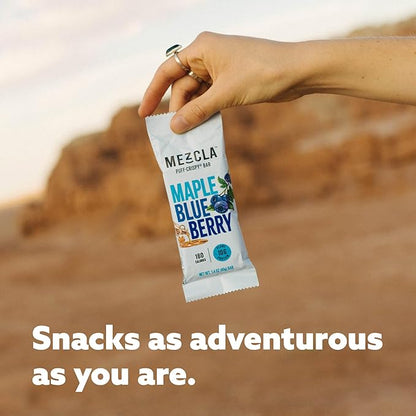 Mezcla Puff Crispy Protein Bars, Gluten Free & Vegan Protein Bars, 10g Protein, Alt for Crispy Rice Treat, Granola Bars & Breakfast Bars, Healthy Snacks for Adults, Maple Blueberry, 1 Count