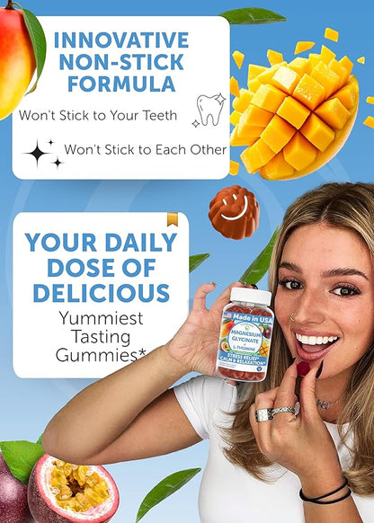 Lunakai USA Made Magnesium Glycinate Gummies with L-Theanine for Kids & Adults – 420mg Magnesium Supplement for Calm, Sleep & Stress Support - 6 Pack