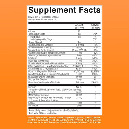 MARYRUTH'S Liquid Multivitamin+Hair Growth | Biotin 10000mcg | Lustriva Hair Growth Supplement | Clinically Tested in Women for Thicker Hair&Facial Wrinkle | Skin Care | Ages 18+ | 15.22 Fl Oz