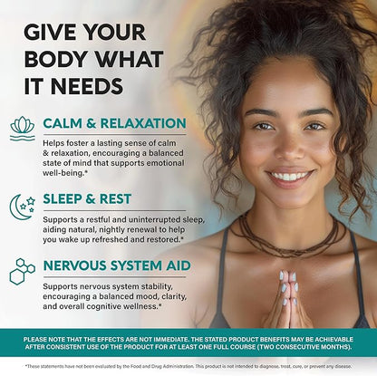 GABA L-Theanine 900 mg - Made in USA - Magnesium | Vitamin B6 - Calm, Sleep, Relaxation & Mood Support - 750 mg Gamma AminoButyric Acid, 150 mg L-Theanine - Non-Habit Forming, Vegan - 120 Capsules